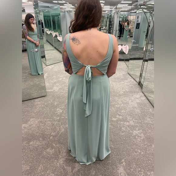 Davids Bridal Sage Bridesmaid Dress - Picture 2 of 5
